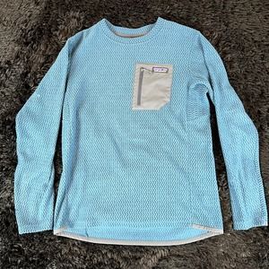 patagonia light blue pullover thermal long sleeve mens medium